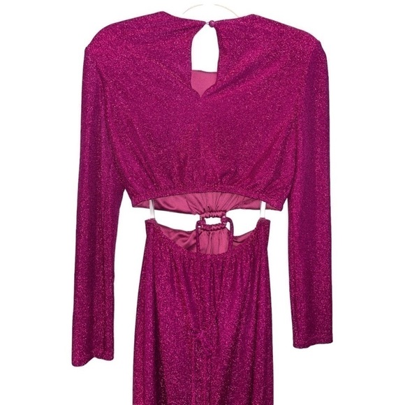 ML MONIQUE LHUILLIER Long Sleeve Knit Maxi Dress Cut Out 6 BARBIE Core Easter - Picture 8 of 15